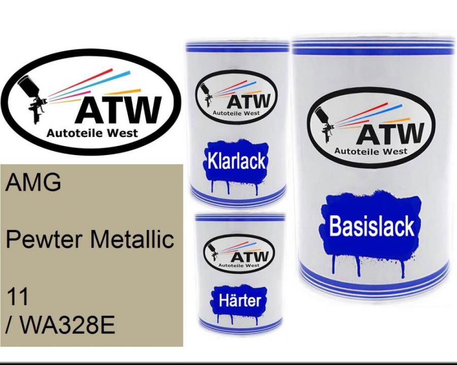 AMG, Pewter Metallic, 11 / WA328E: 500ml Lackdose + 500ml Klarlack + 250ml Härter - Set, von ATW Autoteile West.